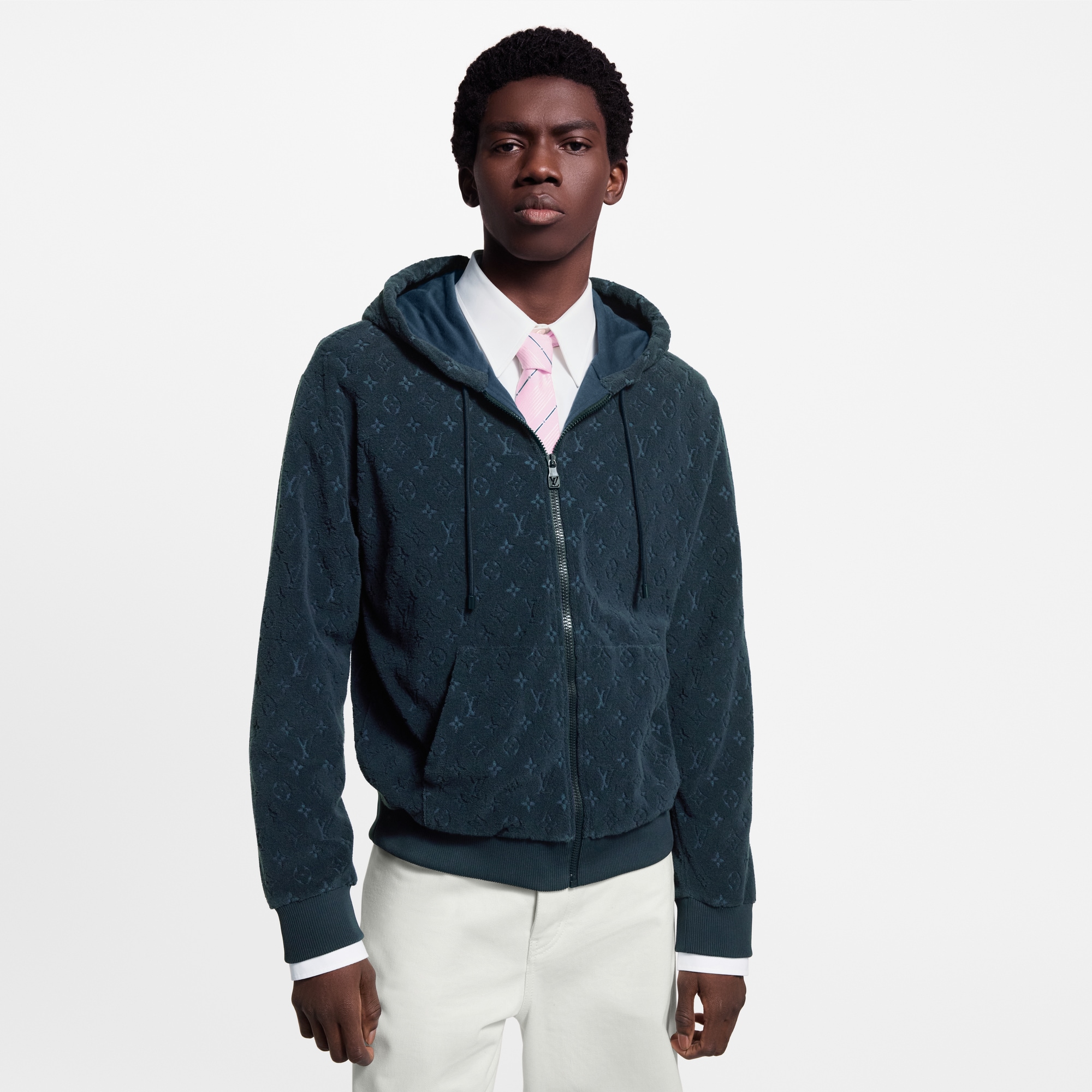 Monogram French Terry Zip-Through Hoodie - Ready-to-Wear | LOUIS